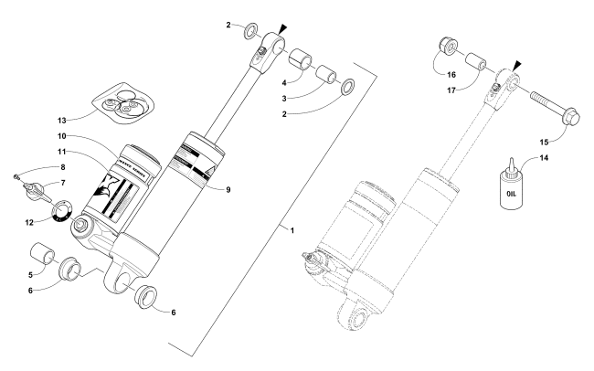 Parts Diagram for Arctic Cat 2018 ZR 8000 RR ES 129 SNOWMOBILE REAR SUSPENSION REAR ARM SHOCK ABSORBER