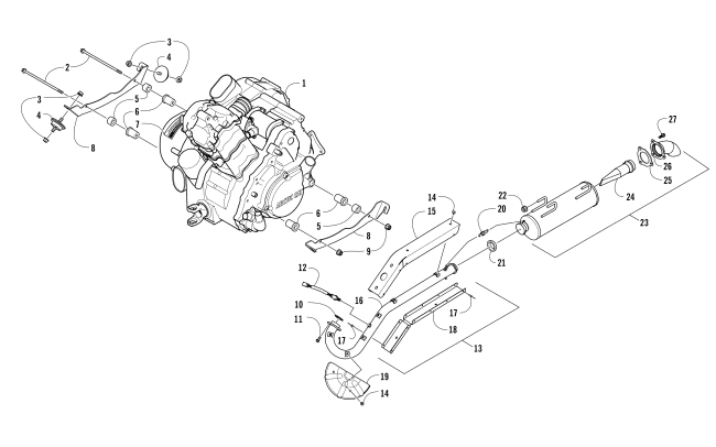 Parts Diagram for Arctic Cat 2016 HDX 700 XT SE HUNTER EDITION ATV ENGINE AND EXHAUST