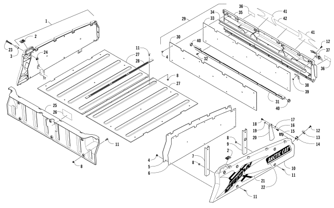 Parts Diagram for Arctic Cat 2017 HDX 700 CREW XT ATV CARGO BOX AND TAILGATE ASSEMBLY