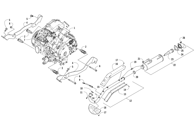 Parts Diagram for Arctic Cat 2016 HDX 500 XT ATV ENGINE AND EXHAUST