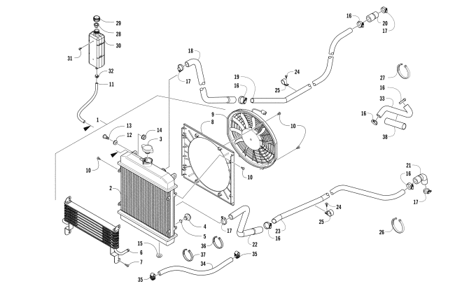 Parts Diagram for Arctic Cat 2017 HDX 700 CREW XT ATV COOLING ASSEMBLY