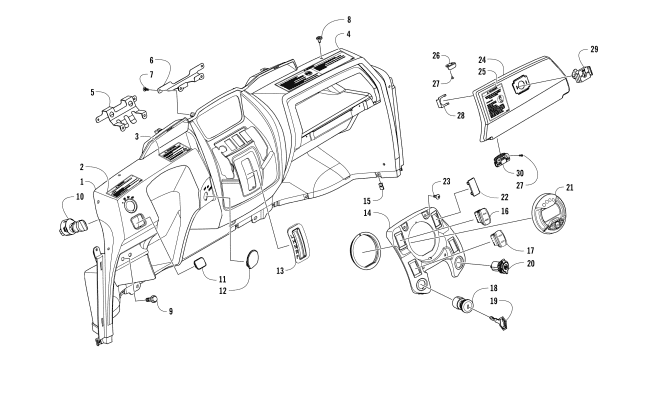 Parts Diagram for Arctic Cat 2017 PROWLER 500 ATV DASH ASSEMBLY