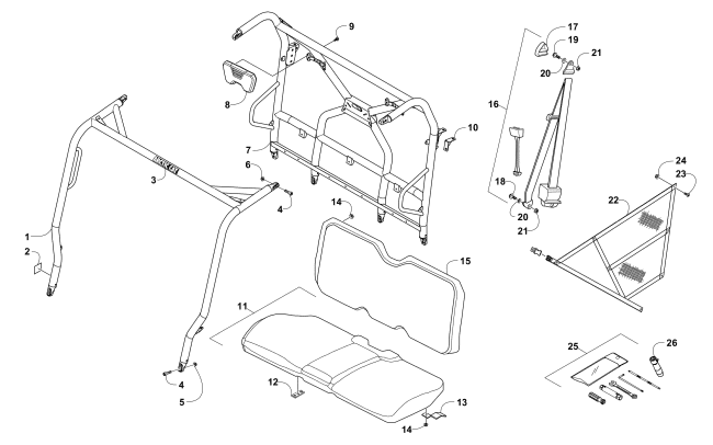 Parts Diagram for Arctic Cat 2017 PROWLER 500 ATV ROPS AND SEAT ASSEMBLY