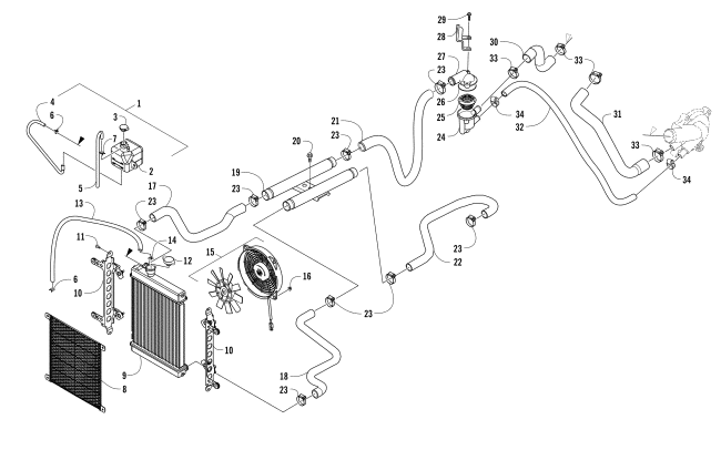 Parts Diagram for Arctic Cat 2017 PROWLER 500 ATV COOLING ASSEMBLY