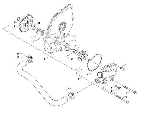 Parts Diagram for Arctic Cat 2017 PROWLER 500 ATV WATER PUMP ASSEMBLY