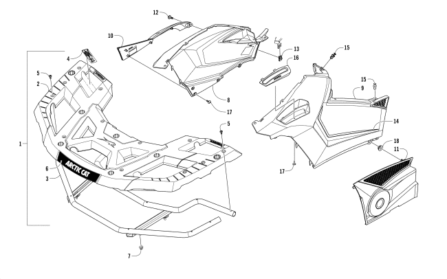 Parts Diagram for Arctic Cat 2017 ALTERRA TRV 550 XT EPS ATV FRONT RACK AND SIDE PANEL ASSEMBLIES
