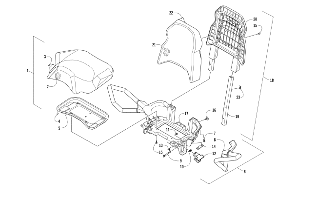 Parts Diagram for Arctic Cat 2017 ALTERRA TRV 500 ATV PASSENGER SEAT AND BACKREST ASSEMBLY