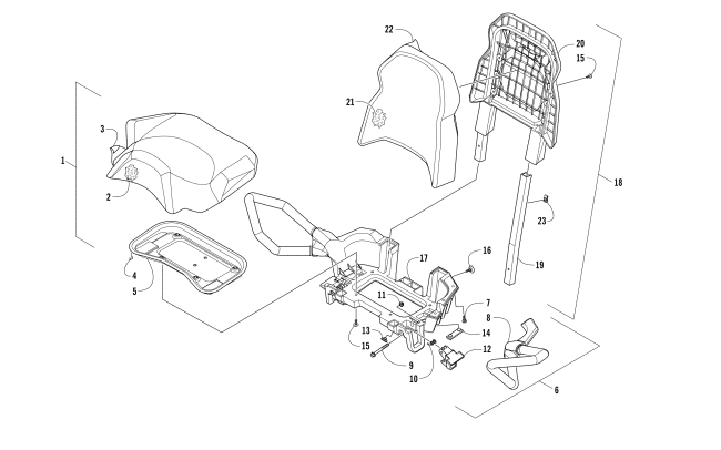 Parts Diagram for Arctic Cat 2017 ALTERRA TRV 1000 XT EPS ATV PASSENGER SEAT AND BACKREST ASSEMBLY