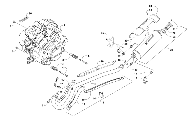 Parts Diagram for Arctic Cat 2017 ALTERRA TRV 700 XT EPS ATV ENGINE AND EXHAUST