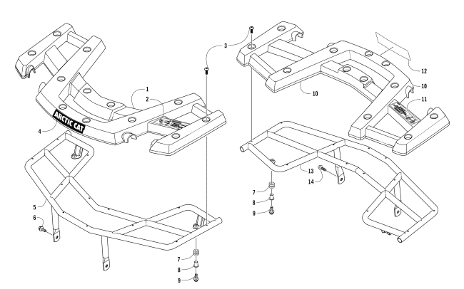 Parts Diagram for Arctic Cat 2017 ALTERRA 90 ATV FRONT AND REAR RACK ASSEMBLY