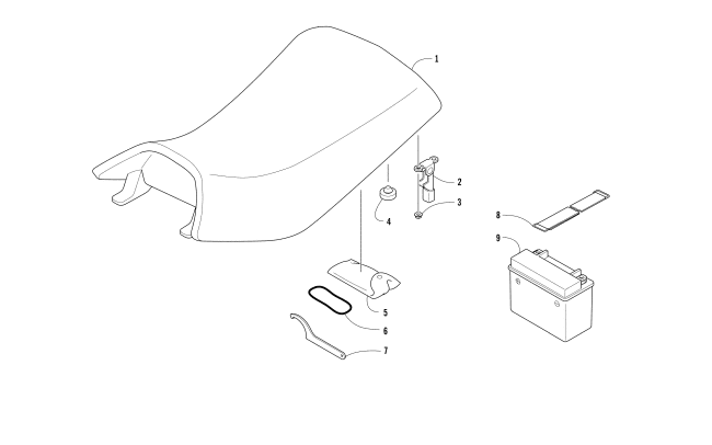 Parts Diagram for Arctic Cat 2018 ALTERRA 90 ATV SEAT, BATTERY, AND TOOL KIT ASSEMBLIES