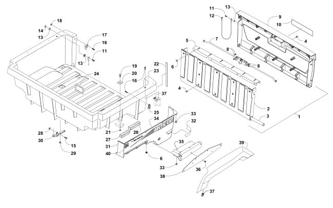 Parts Diagram for Arctic Cat 2017 PROWLER 700 XT ATV CARGO BOX AND TAILGATE ASSEMBLY