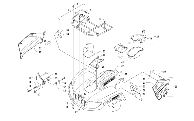 Parts Diagram for Arctic Cat 2017 1000 XT EPS ATV FRONT RACK, BODY PANEL, AND HEADLIGHT ASSEMBLIES