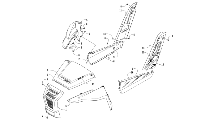 Parts Diagram for Arctic Cat 2017 WILDCAT SPORT LTD EPS ATV FRONT AND SIDE PANEL ASSEMBLIES