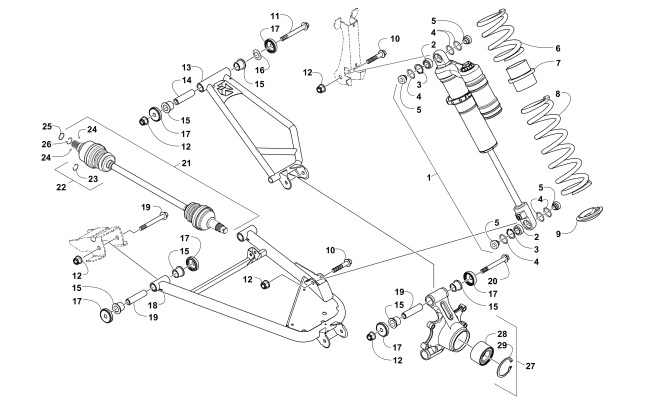 Parts Diagram for Arctic Cat 2017 WILDCAT SPORT LTD EPS ATV REAR SUSPENSION ASSEMBLY