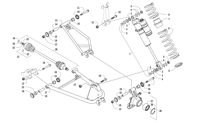 Parts Diagram for Arctic Cat 2017 WILDCAT SPORT LTD EPS ATV REAR SUSPENSION ASSEMBLY