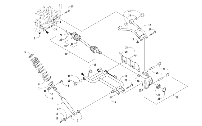 Parts Diagram for Arctic Cat 2017 ALTERRA TRV 500 ATV REAR SUSPENSION ASSEMBLY