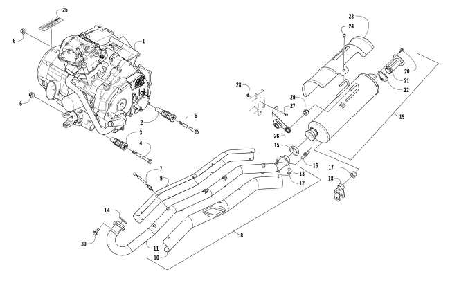 Parts Diagram for Arctic Cat 2017 ALTERRA TRV 500 ATV ENGINE AND EXHAUST