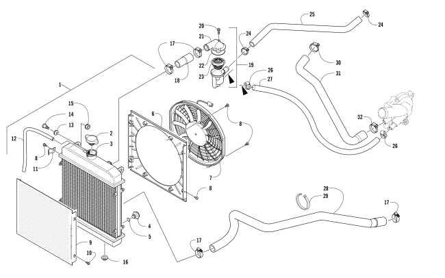 Parts Diagram for Arctic Cat 2017 ALTERRA TRV 500 ATV COOLING ASSEMBLY