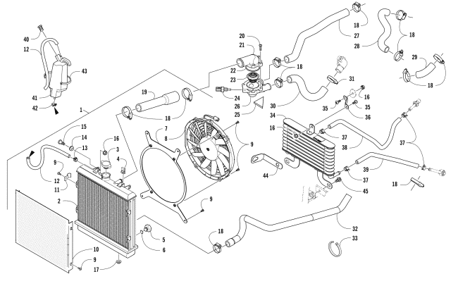 Parts Diagram for Arctic Cat 2017 ALTERRA TRV 1000 XT EPS ATV COOLING ASSEMBLY