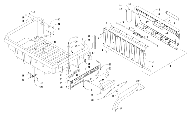 Parts Diagram for Arctic Cat 2017 PROWLER 1000 XT ATV CARGO BOX AND TAILGATE ASSEMBLY