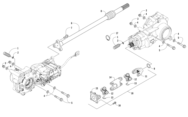 Parts Diagram for Arctic Cat 2017 PROWLER 1000 XT ATV DRIVE TRAIN ASSEMBLY