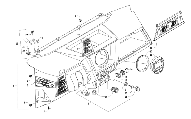 Parts Diagram for Arctic Cat 2017 WILDCAT SPORT LTD EPS ATV DASH ASSEMBLY