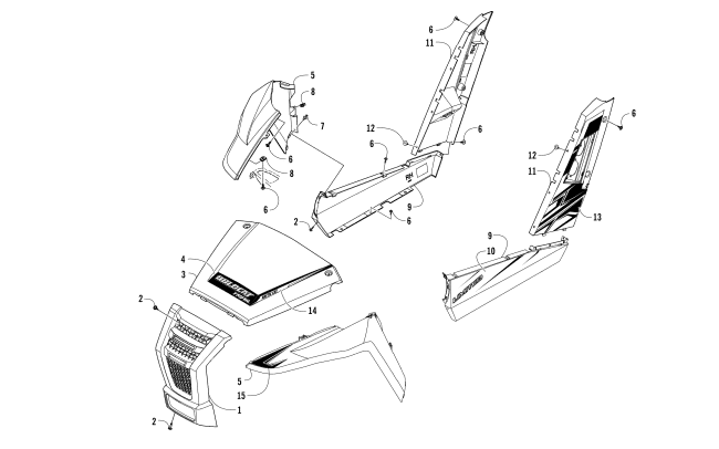 Parts Diagram for Arctic Cat 2017 WILDCAT TRAIL LTD ATV FRONT AND SIDE PANEL ASSEMBLIES