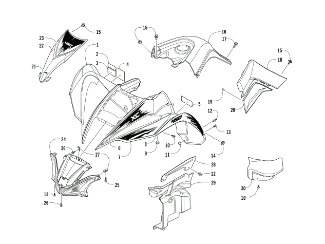 Parts Diagram for Arctic Cat 2017 XC 450 EFI ATV FRONT BODY ASSEMBLY