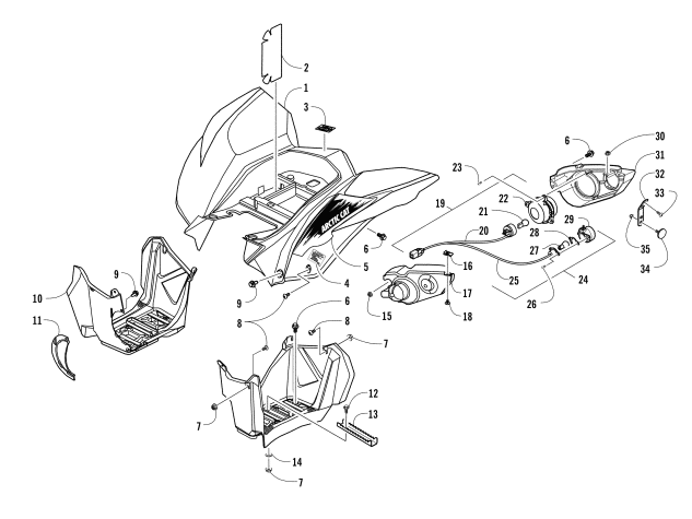 Parts Diagram for Arctic Cat 2017 XC 450 EFI ATV REAR BODY AND TAILLIGHT ASSEMBLY