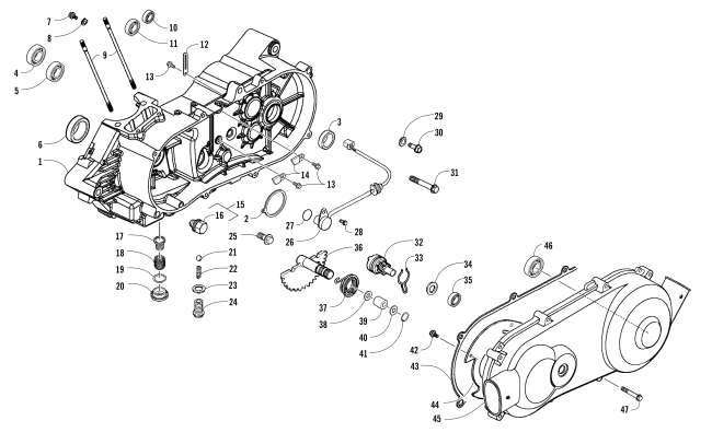 Parts Diagram for Arctic Cat 2017 150 UTILITY ATV LEFT CRANKCASE AND COVER ASSEMBLY