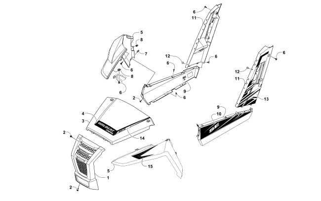 Parts Diagram for Arctic Cat 2017 WILDCAT TRAIL SE EPS ATV FRONT AND SIDE PANEL ASSEMBLIES