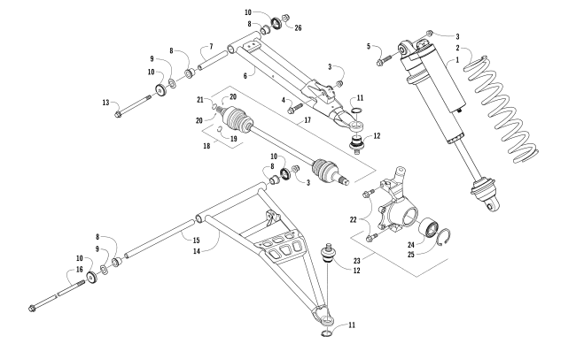 Parts Diagram for Arctic Cat 2017 WILDCAT SPORT SE EPS ATV FRONT SUSPENSION ASSEMBLY