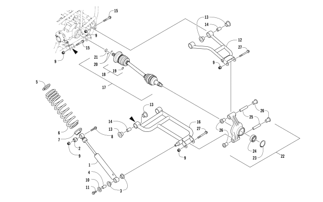 Parts Diagram for Arctic Cat 2017 VLX 700 ATV REAR SUSPENSION ASSEMBLY