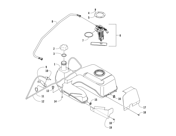 Parts Diagram for Arctic Cat 2018 ALTERRA VLX 700 ATV GAS TANK ASSEMBLY