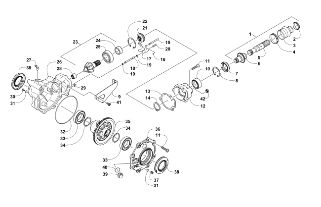 Parts Diagram for Arctic Cat 2017 VLX 700 ATV FRONT DRIVE GEARCASE ASSEMBLY