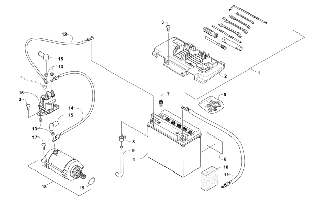 Parts Diagram for Arctic Cat 2017 VLX 700 ATV BATTERY AND STARTER ASSEMBLY