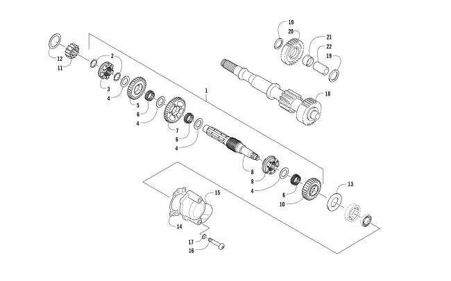 Parts Diagram for Arctic Cat 2018 ALTERRA VLX 700 ATV SECONDARY TRANSMISSION ASSEMBLY