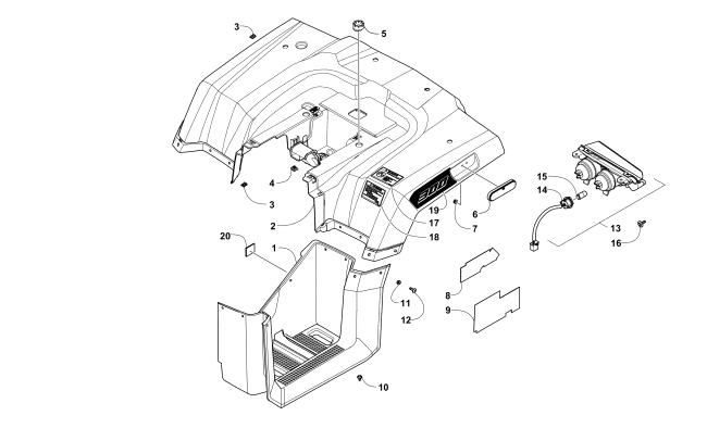 Parts Diagram for Arctic Cat 2017 ALTERRA 300 ATV REAR BODY AND TAILLIGHT ASSEMBLY