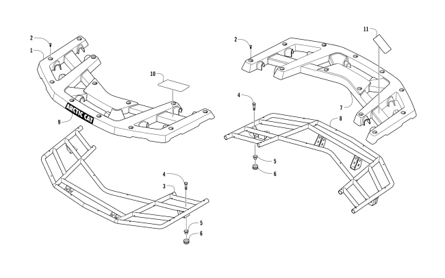 Parts Diagram for Arctic Cat 2017 ALTERRA 300 ATV FRONT AND REAR RACK ASSEMBLY