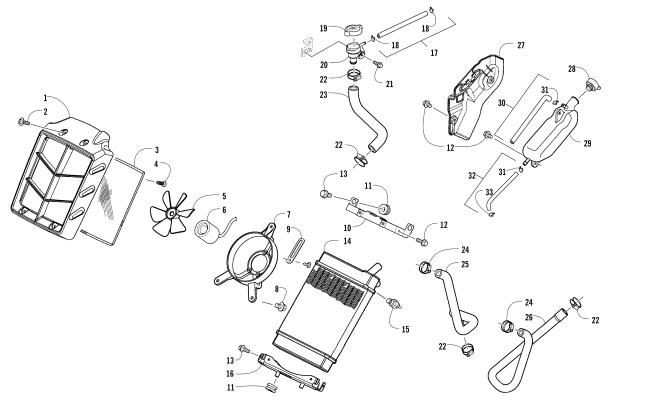 Parts Diagram for Arctic Cat 2017 ALTERRA 300 ATV COOLING ASSEMBLY