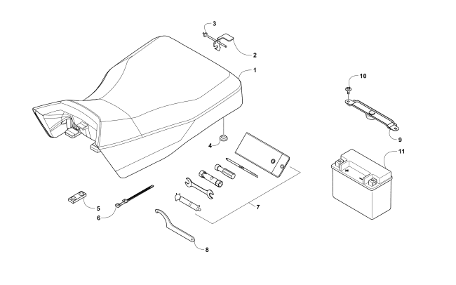 Parts Diagram for Arctic Cat 2018 ALTERRA 300 ATV SEAT, BATTERY, AND TOOL KIT ASSEMBLIES