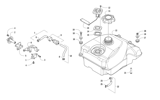 Parts Diagram for Arctic Cat 2018 ALTERRA 300 ATV GAS TANK ASSEMBLY