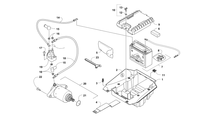 Parts Diagram for Arctic Cat 2017 ALTERRA 700 XT EPS INERNATIONAL ATV BATTERY AND STARTER ASSEMBLY