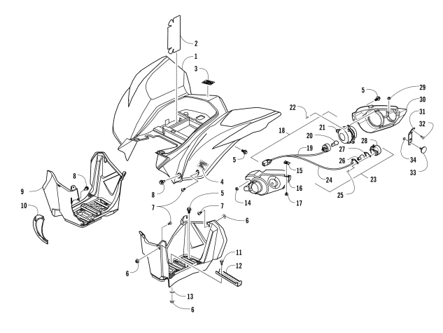 Parts Diagram for Arctic Cat 2018 XC 450 EFI ATV REAR BODY AND TAILLIGHT ASSEMBLY