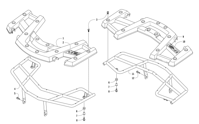 Parts Diagram for Arctic Cat 2018 ALTERRA 90 ATV FRONT AND REAR RACK ASSEMBLY