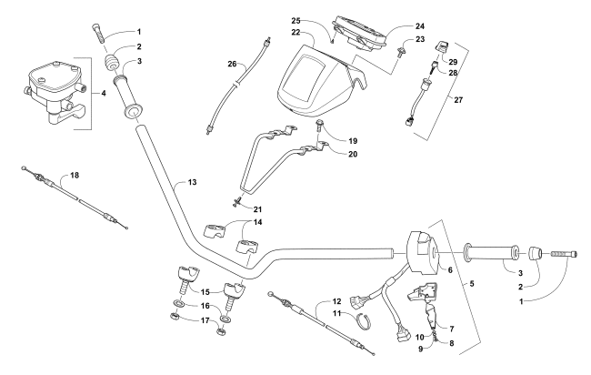 Parts Diagram for Arctic Cat 2018 ALTERRA 300 ATV HANDLEBAR, INSTRUMENT POD, AND CONTROL ASSEMBLIES