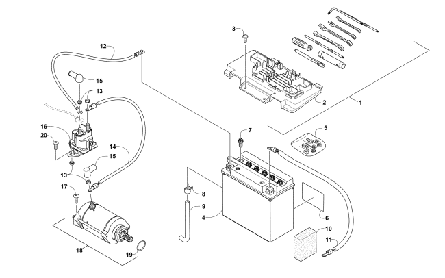 Parts Diagram for Arctic Cat 2018 ALTERRA VLX 700 EPS ATV BATTERY AND STARTER ASSEMBLY