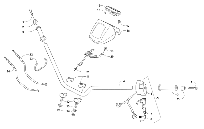 Parts Diagram for Arctic Cat 2018 150 UTILITY ATV HANDLEBAR AND CONTROLS ASSEMBLY