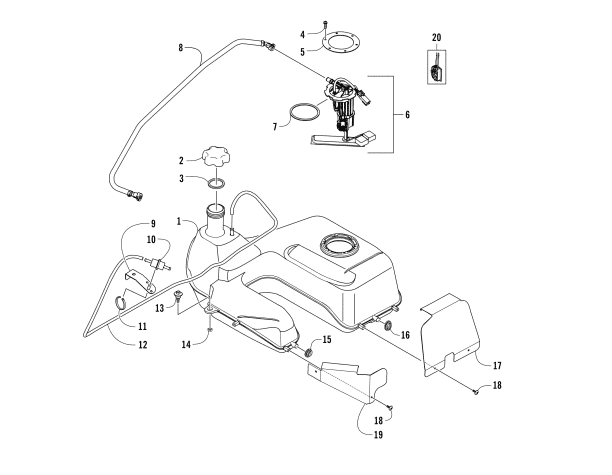 Parts Diagram for Arctic Cat 2018 ALTERRA VLX 700 EPS ATV GAS TANK ASSEMBLY
